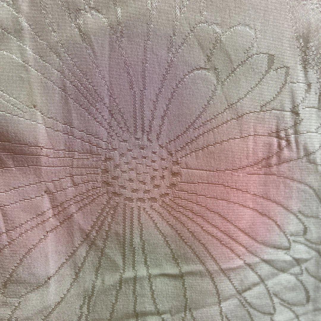 A 長襦袢 単衣袖無双 正絹 刺繍襟付 ピンク 菊 着物 和装 和物