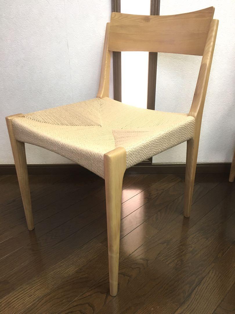美品 東谷 ペーパーコードチェア 北欧チェア ナチュラル 座編みの椅子 ②