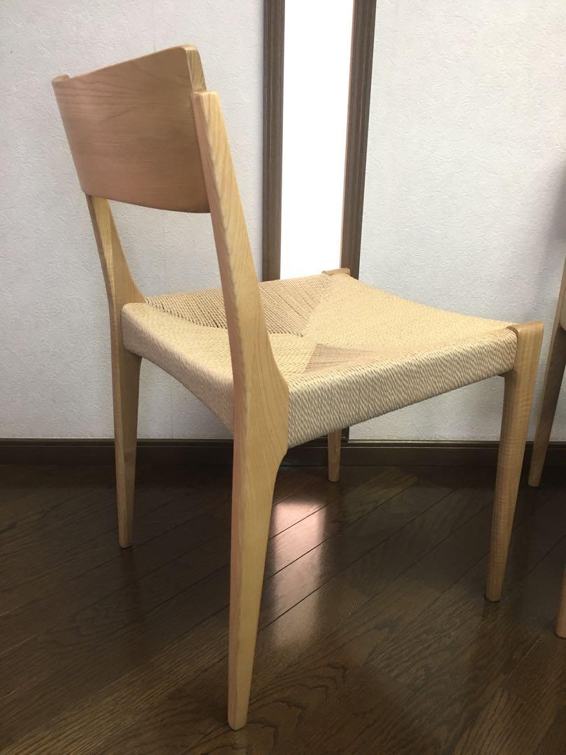 美品 東谷 ペーパーコードチェア 北欧チェア ナチュラル 座編みの椅子 ②