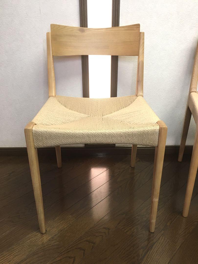 美品 東谷 ペーパーコードチェア 北欧チェア ナチュラル 座編みの椅子 ②