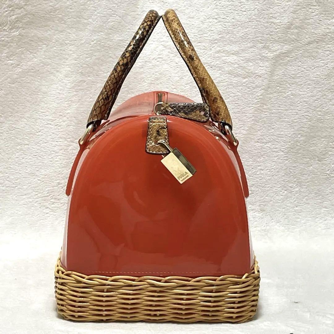美品✨FURLA フルラ キャンディバッグ かごバッグ ボストン型
