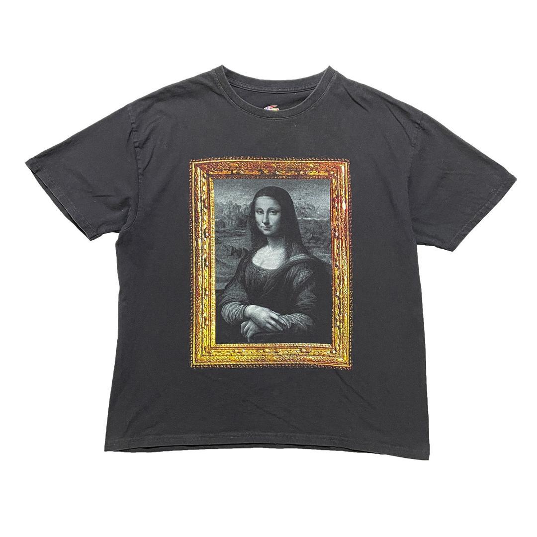 古着 レオナルドダヴィンチ モナリザ 両面プリント クルーネック Tシャツ