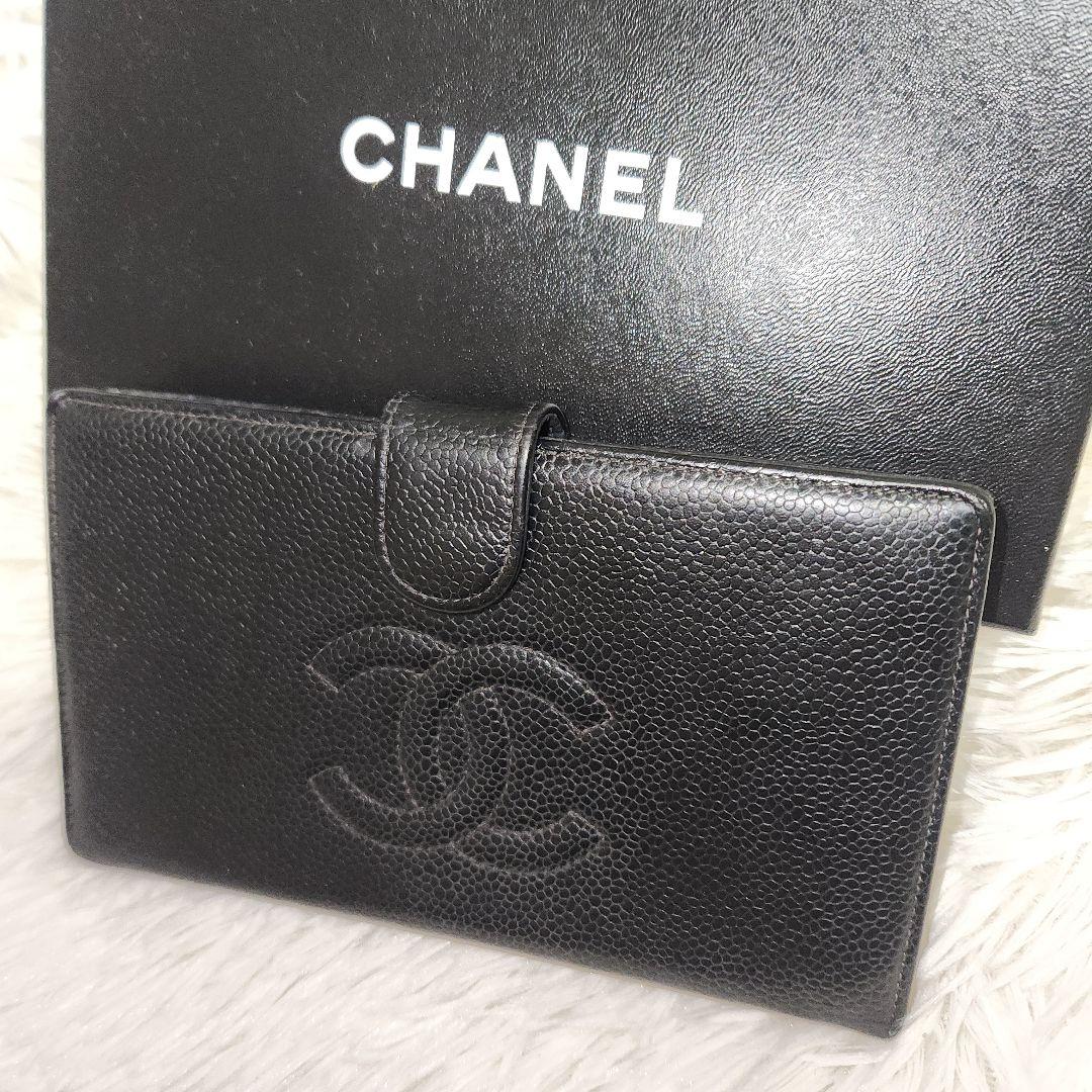 CHANEL シャネル キャビアスキン ガマ口 長財布 ブラック 黒 CHANEL シャネル キャビアスキン がま口 長財布 黒 - メルカリ