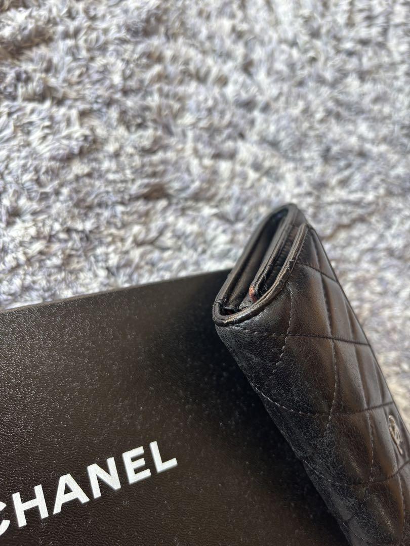 CHANEL ブラック キルティング 長財布　ラムスキン　マトラッセ　財布