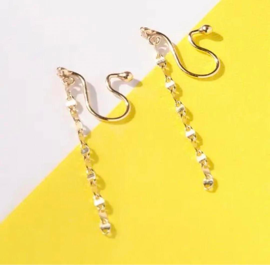 極美品 K10 ダイヤモンドチェーンイヤリング（JUPITER）
