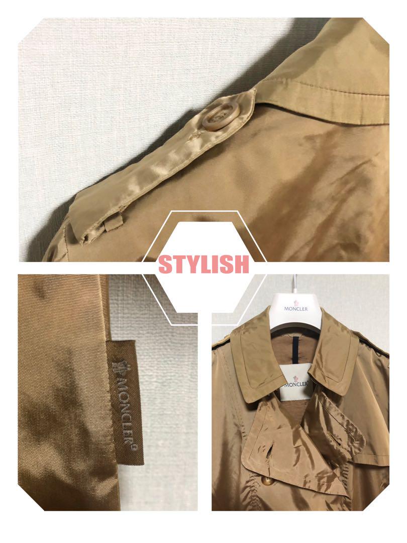 kira…★ MONCLER ナイロントレンチ 光沢ベージュ サイズ【M】