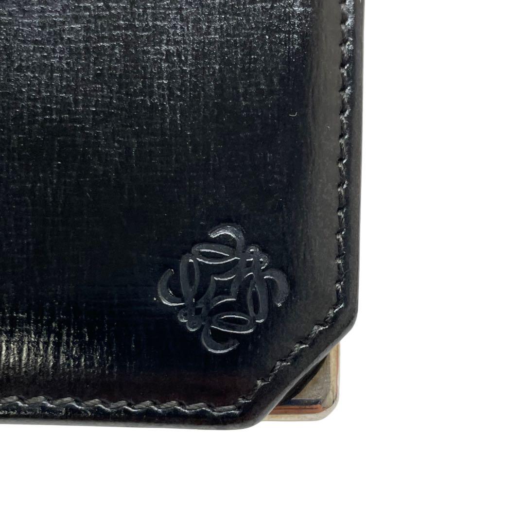 968 LOEWE ロエベ 二つ折り財布 ブラック レザー アナグラム