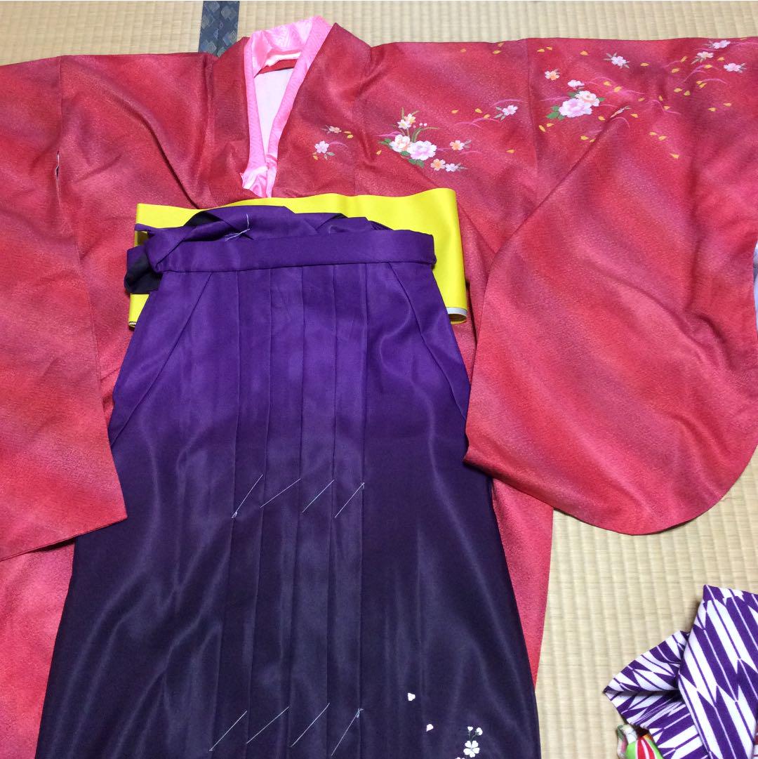 着物、袴、重ね襟。半幅帯 4点セット！長襦袢も在庫があります
