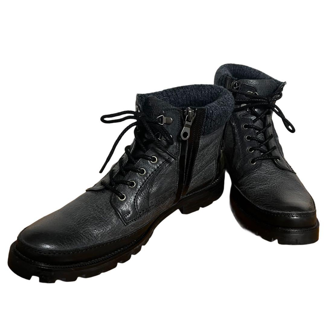 LANVIN en Bleu ランバン レザー 革靴 ミドルブーツ サイドジップ