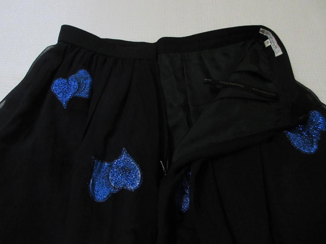 (974)Givenchy 5 セットアップ シフォン ハート柄 スカート 黒