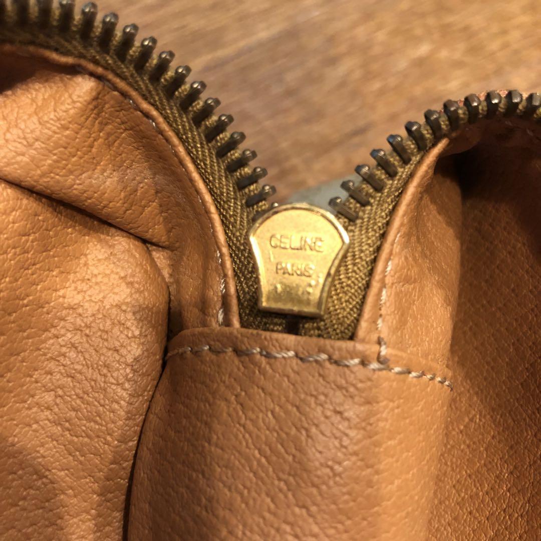 VINTAGE CELINE マカダム バニティバッグ ポーチ ゴールドジップ
