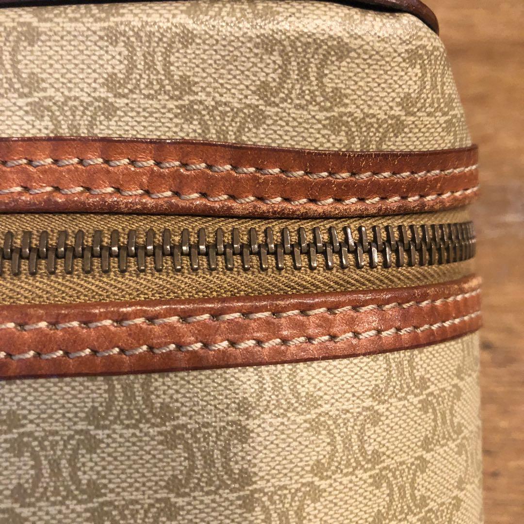 VINTAGE CELINE マカダム バニティバッグ ポーチ ゴールドジップ