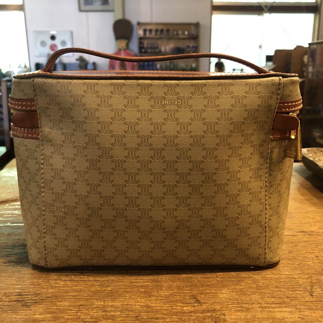 VINTAGE CELINE マカダム バニティバッグ ポーチ ゴールドジップ VINTAGE CELINE マカダム バニティバッグ ポーチ ゴールドジップ