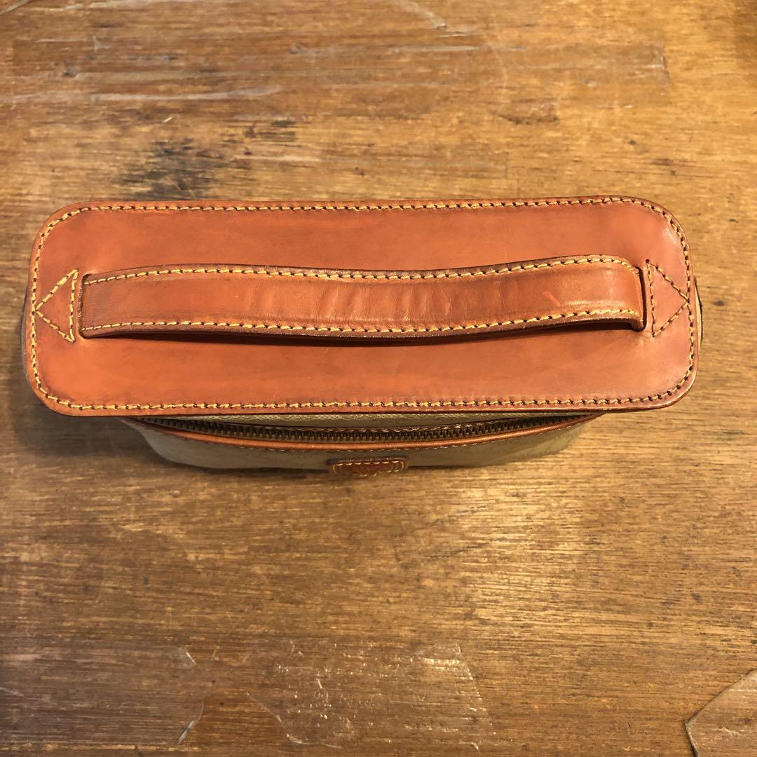 VINTAGE CELINE マカダム バニティバッグ ポーチ ゴールドジップ