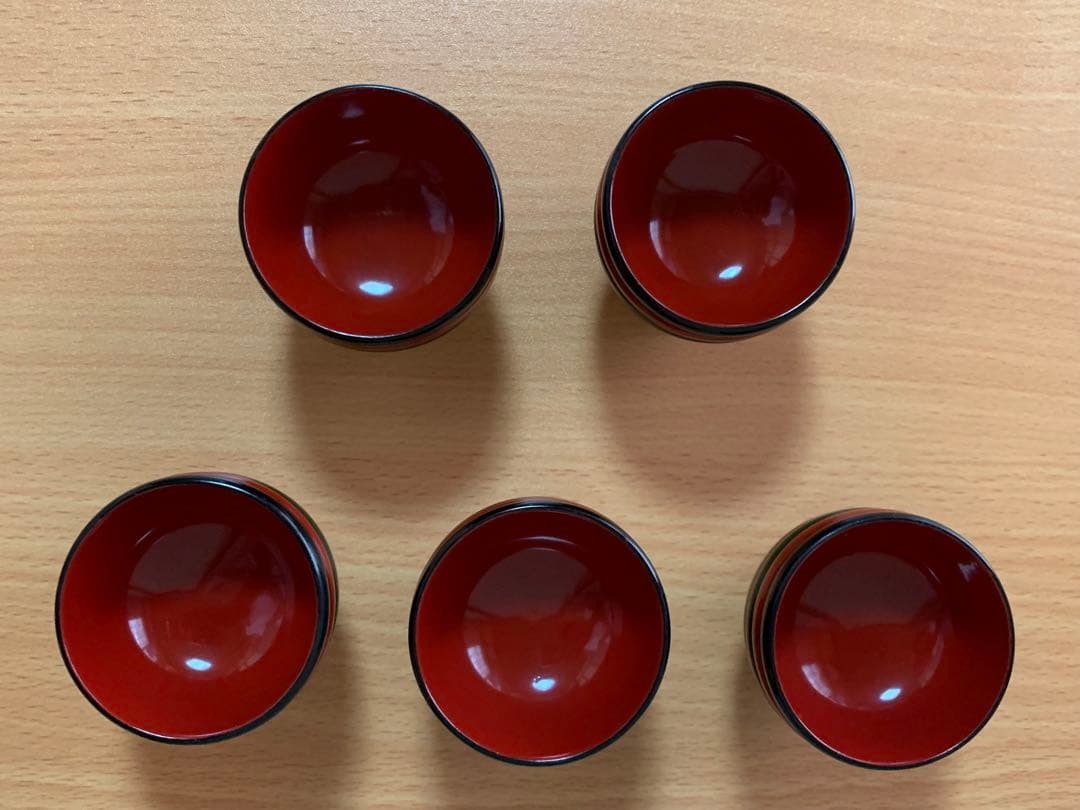 独楽塗 こま塗り 漆器 おちょこ? 5個 独楽塗 こま塗り 漆器 おちょこ? 5個