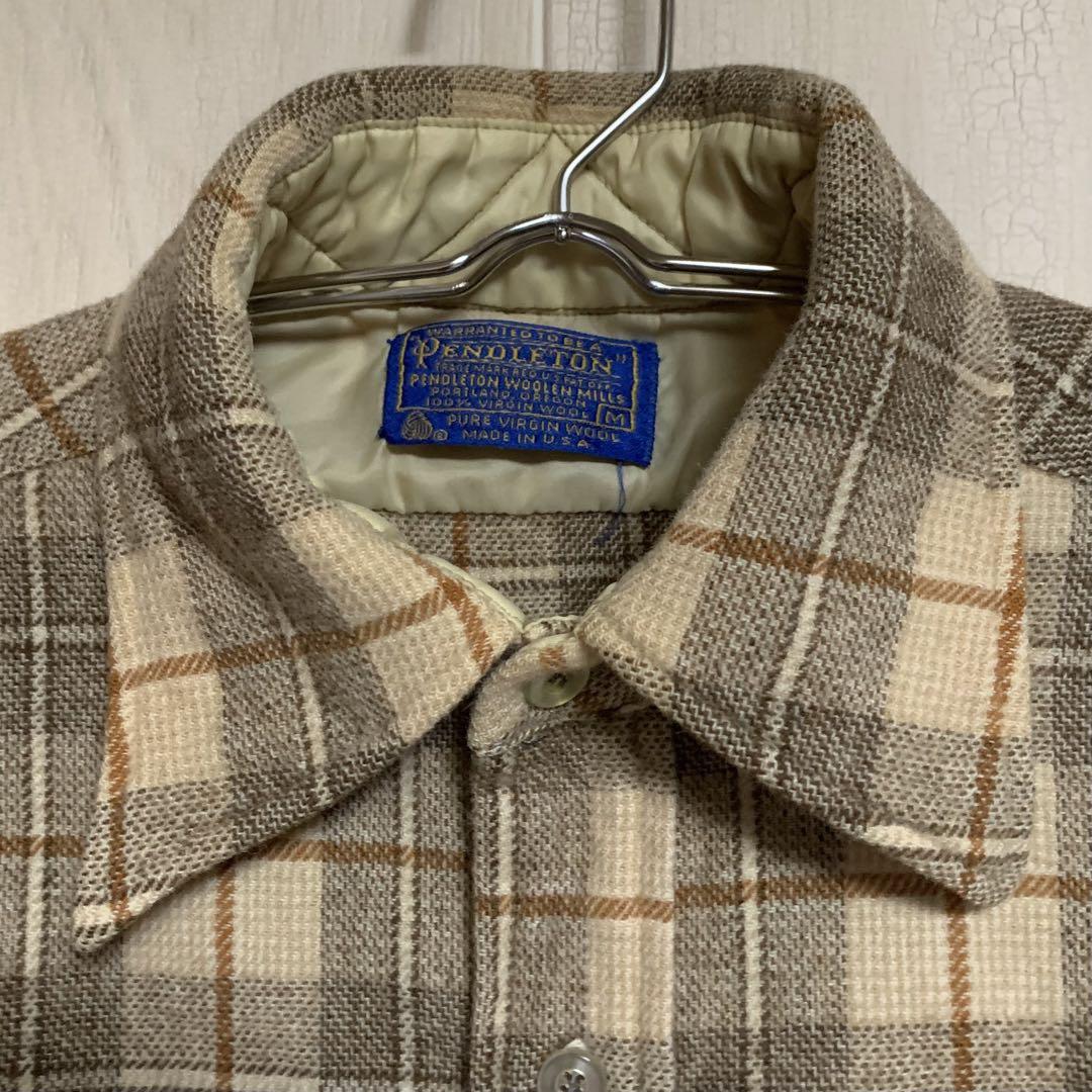 70s 80s Pendleton チェックシャツ ウールシャツ USA製 古着