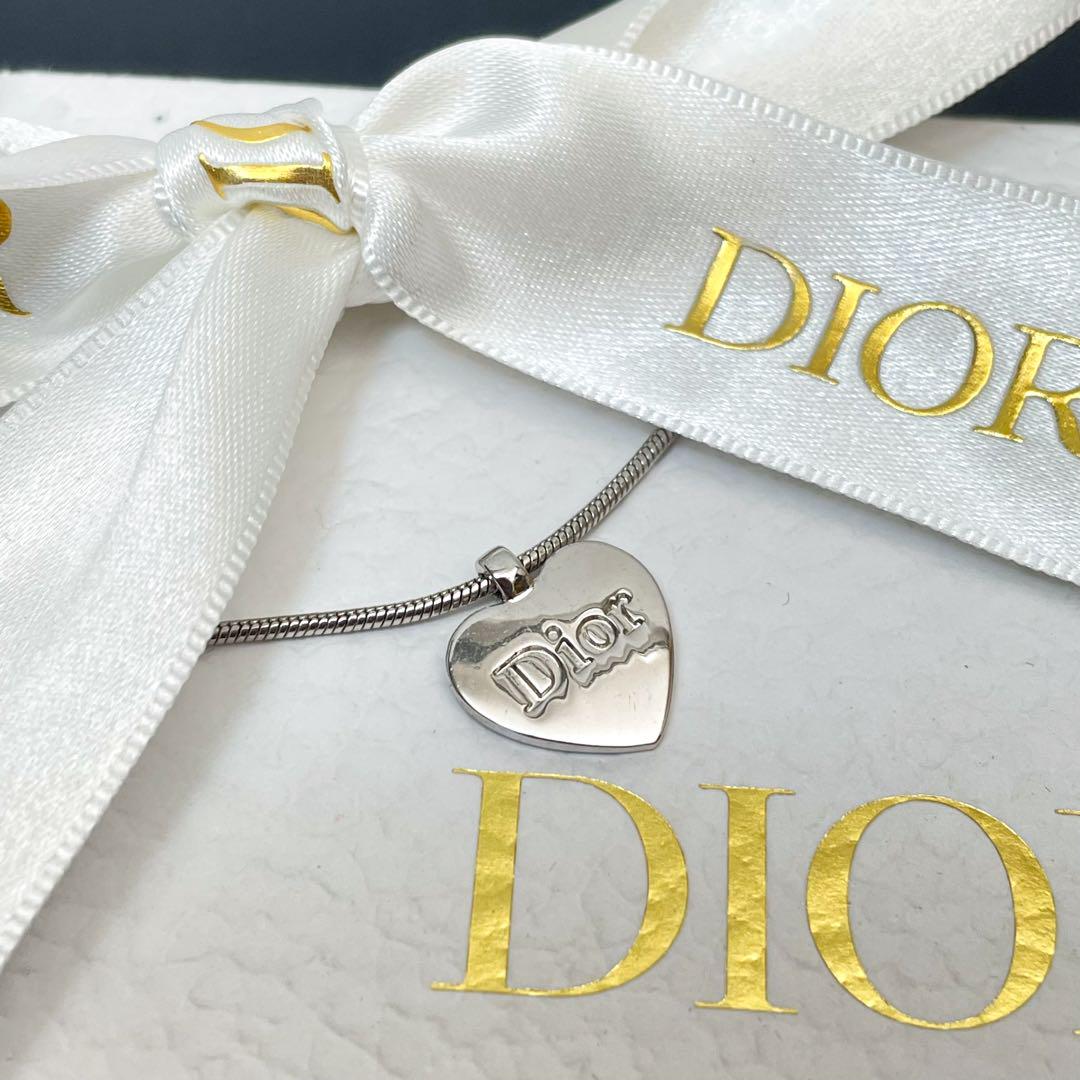 美品 ディオール Dior ハート ネックレス ロゴ ペンダント