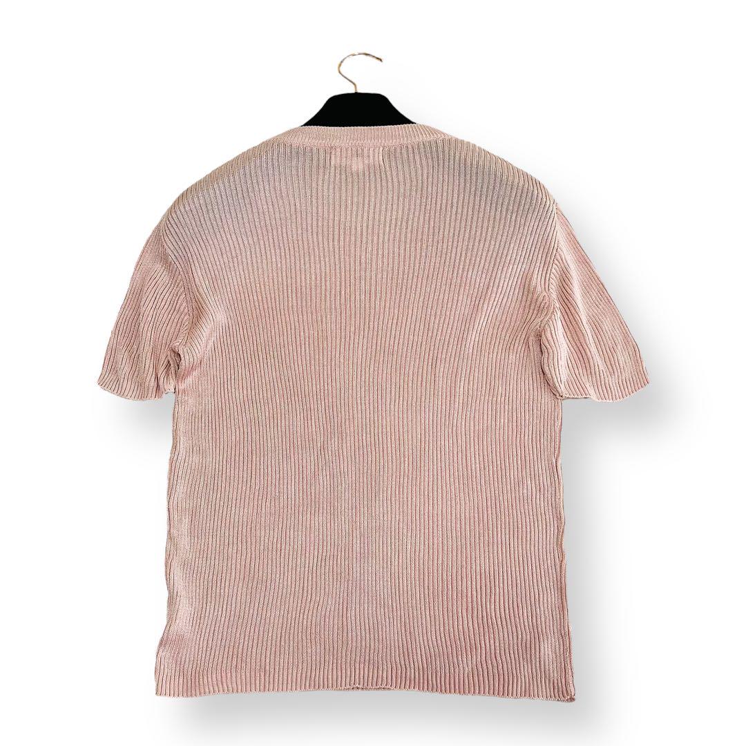 美品✨クレージュ シルク100% クルーネック リブ 半袖 サマーニット 9R 美品✨クレージュ シルク100% クルーネック リブ 半袖 サマー
