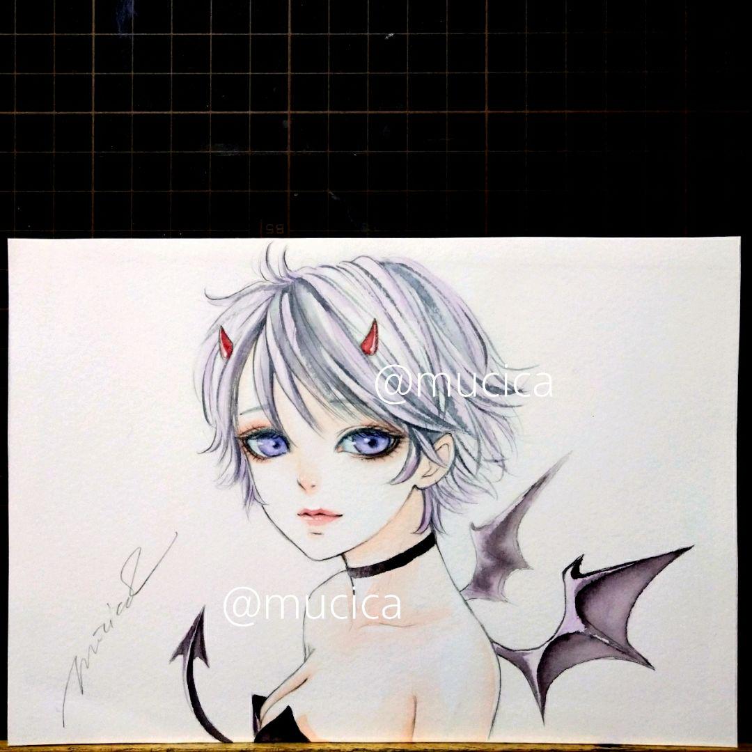 ポストカード 手描きイラスト 《 でびるちゃん 》 オリジナル
