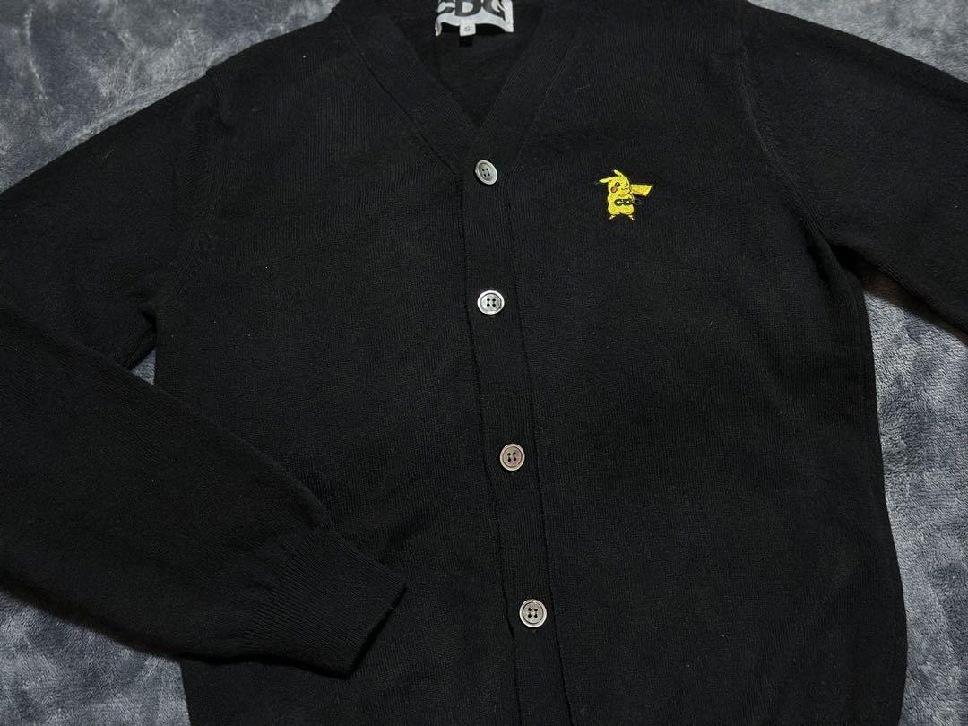 【美品】CDG×ポケモン コラボ カーディガン ピカチュウ 黒 S
