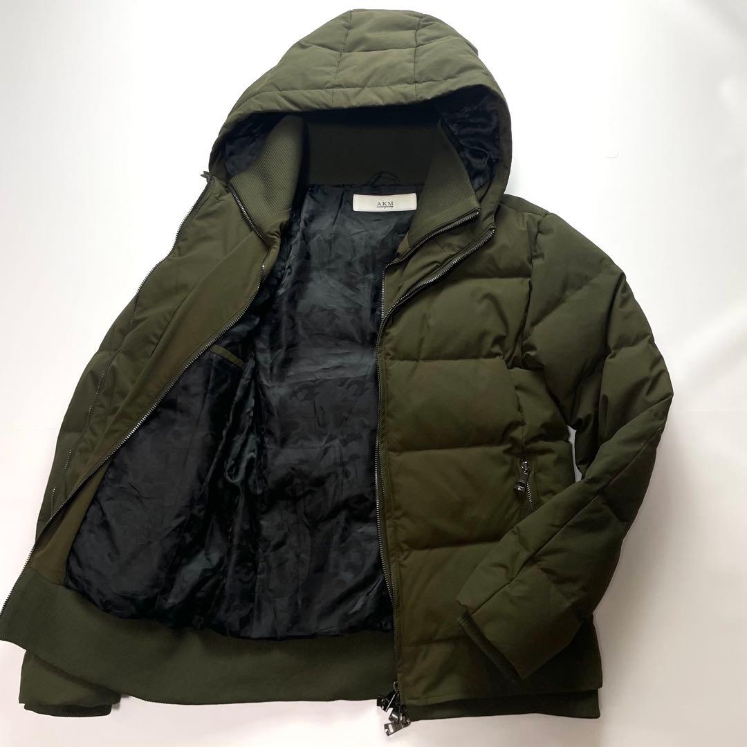 AKM レイヤード ダウンジャケットフード カーキ 裏地ブラックカモ MM・AKM