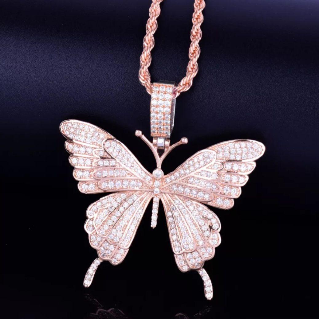 ネックレス 蝶々 パピヨン Butterfly ジルコニア 韓国 ファッション