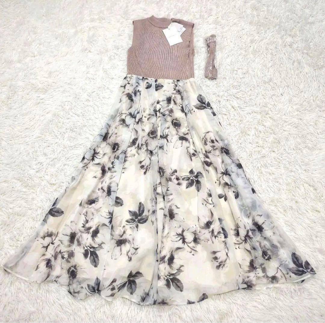 〈新品未使用〉MERCURYDUO フラワードッキングワンピース シアー ベルト