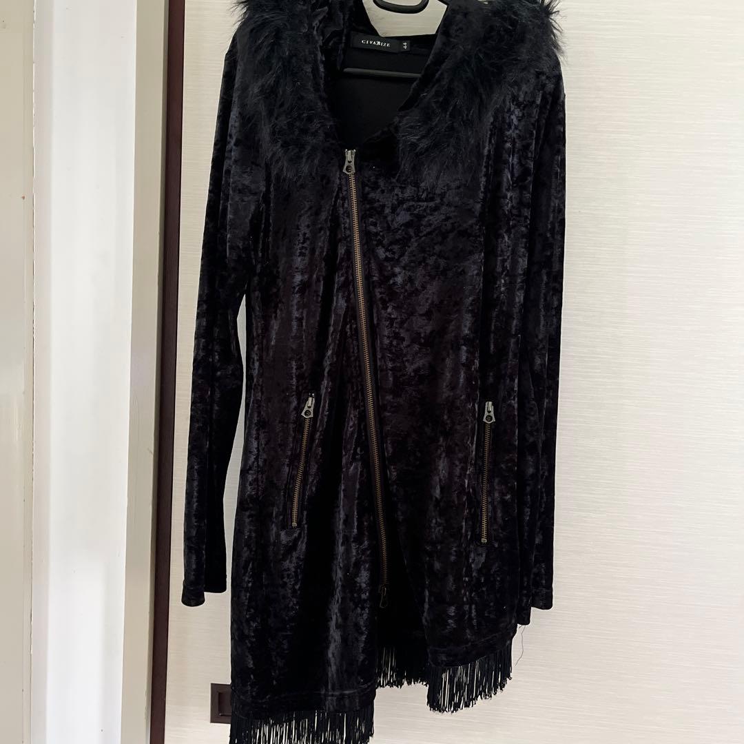 廃盤したCIVARIZEのベロアアシンメトリーパーカーコート44