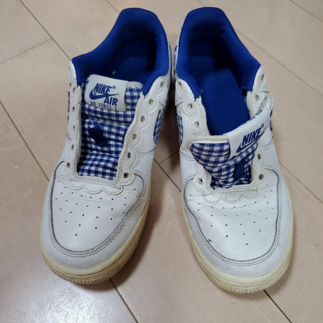 Nike エアフォース1 ギンガムチェックスニーカー紐なし23.5