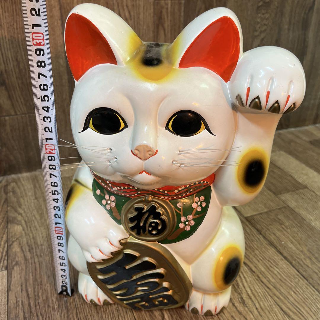 開運　招き猫　左手上げ　来福　アンティーク品