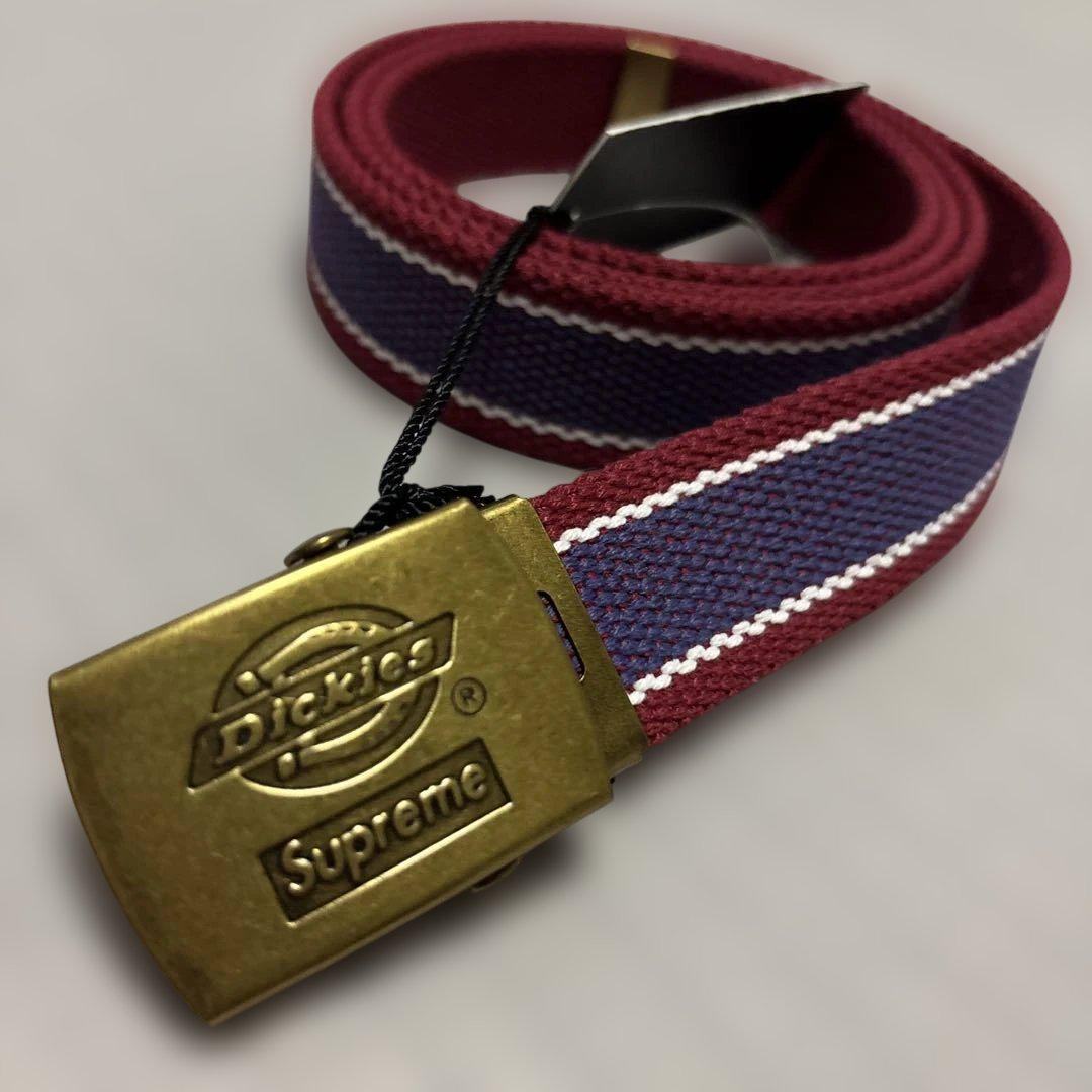 Supreme/Dickies ストライプウェビングベルト マルーン