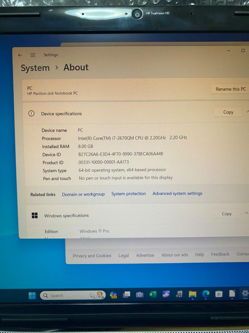 hp Pavilion dv6 Core i7-2670QM/メモリ8GB