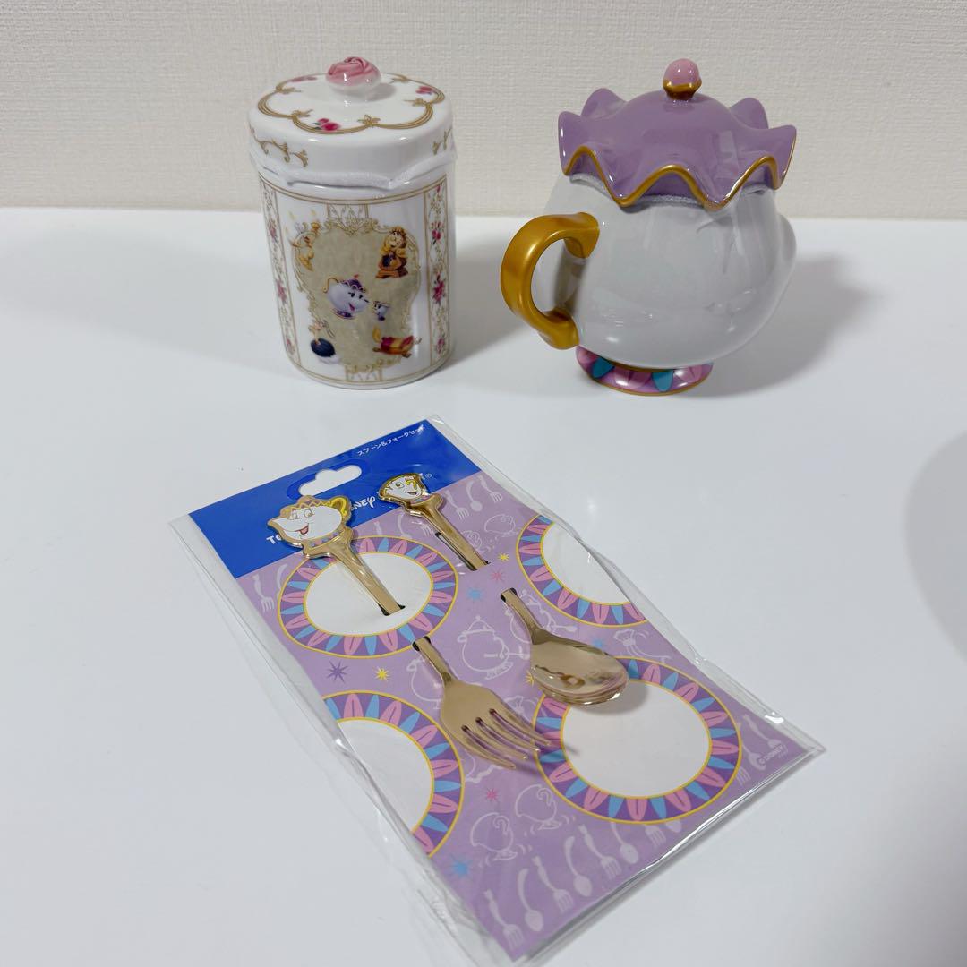 【新品未使用】 ディズニー 美女と野獣 マグカップ カトラリー キャニスター