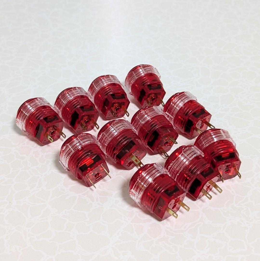 サムドクサ アケコンボタン クリアレッド ねじ式 24mm 11個セット サムドクサ アケコンボタン クリアレッド ねじ式 24mm 11個