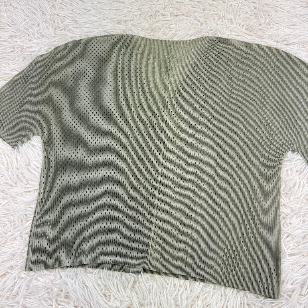 【人気】pleats please カーディガン　半袖　メッシュ　サイズ3