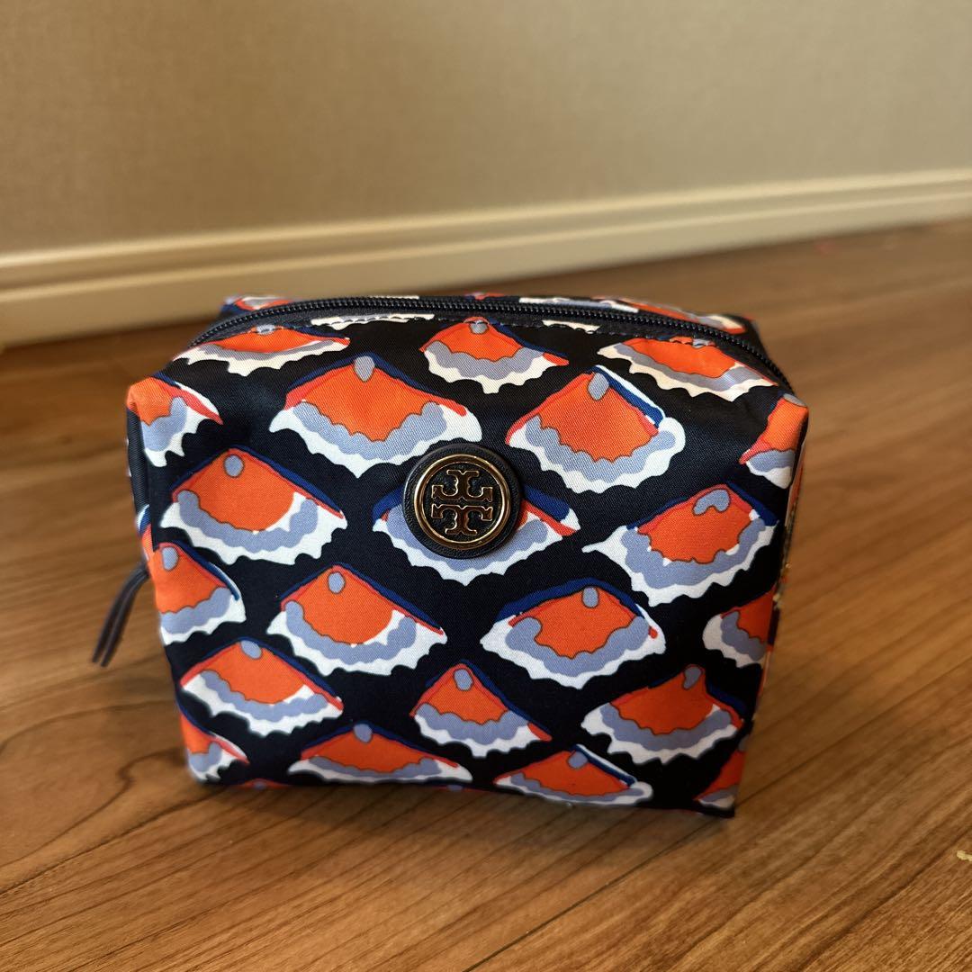 日本最大級 オレンジ×ネイビー Burch Tory ポーチ メルカリ - バッグ