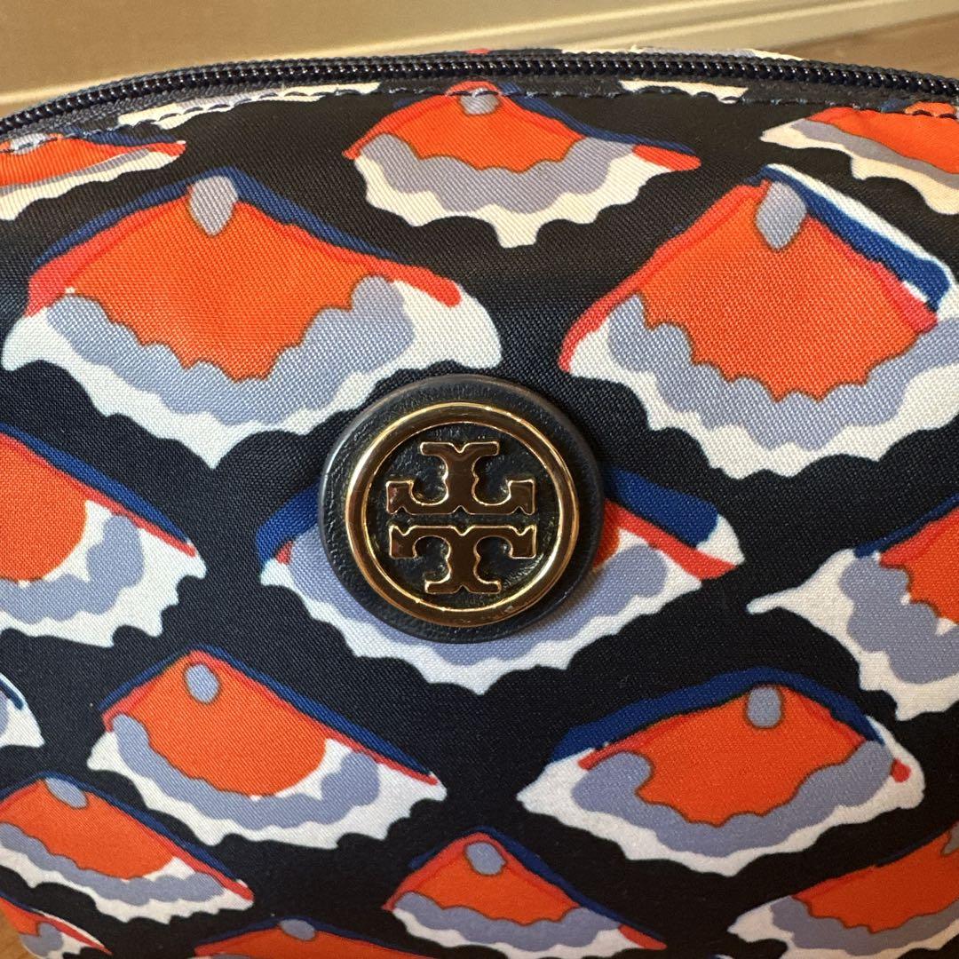 Tory Burch オレンジ×ネイビー ポーチ - メルカリ