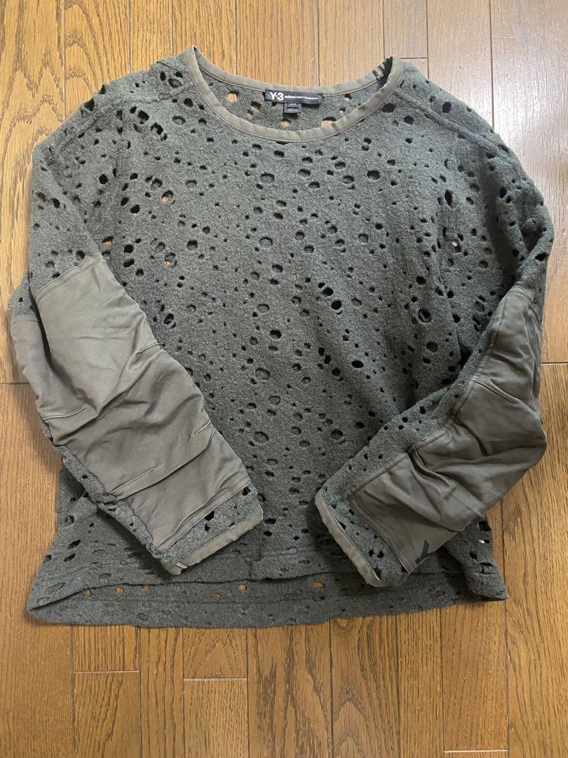Y-3 ワイスリー WOOL JERSEY SWEATER ウールダメージ加工