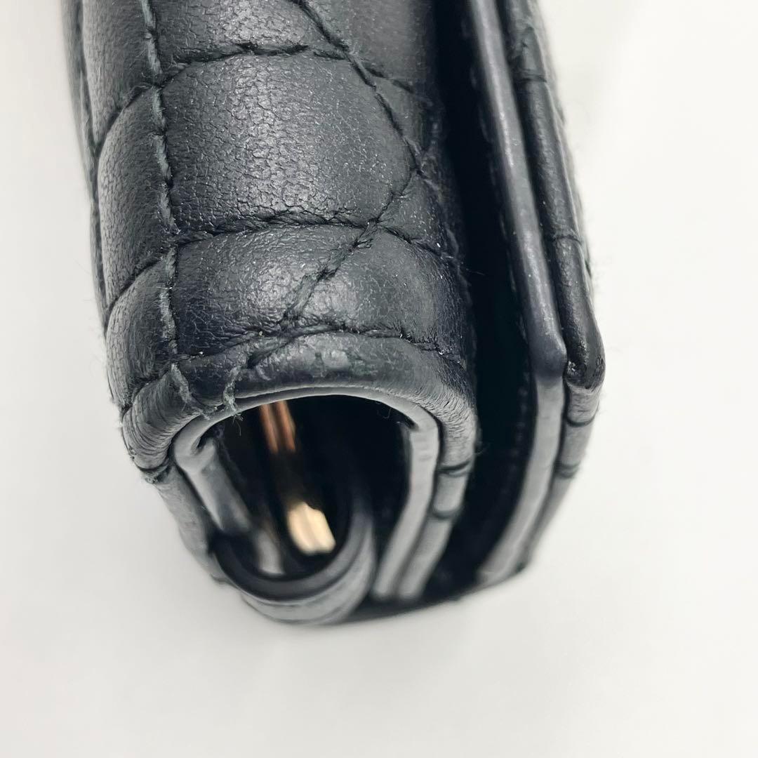 極美品 DIOR 4連キーケース カナージュ キルティング ゴールド