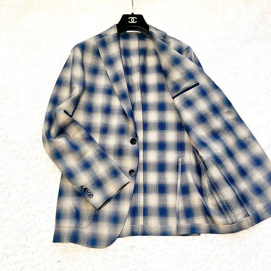 美品✨ボリオリ　テーラードジャケット　近年タグ　シルク　アンコン　チェック柄　M