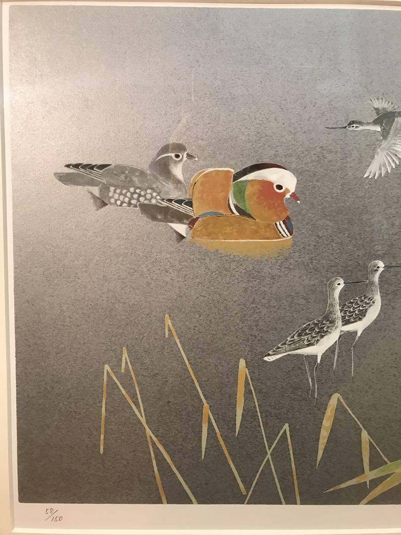 ゆき様専用】上村淳之「水辺の鳥（秋）」【作家直筆サイン】