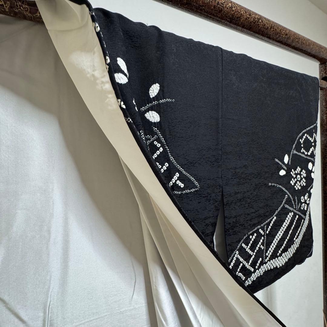 しつけ付　超美品　 総絞り訪問着　付け下げ　正絹　袷　着物　トール　168裄66