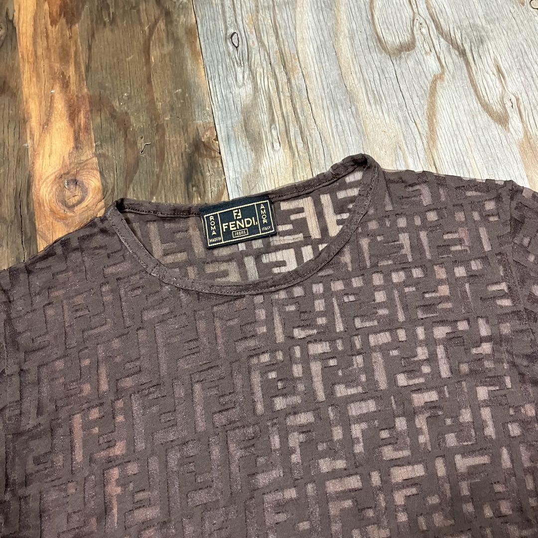 90s FENDI パワーネット セカンドスキン ズッカ柄 半袖 ヴィンテージ
