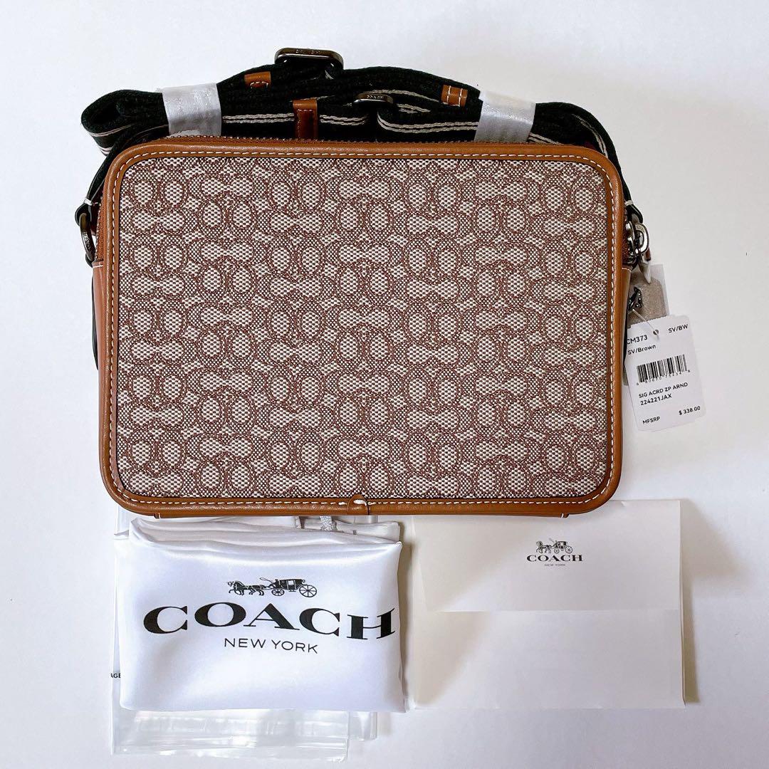 COACH ダブルジッパー メンズ チャーター クロスボディ ショルダーバッグ