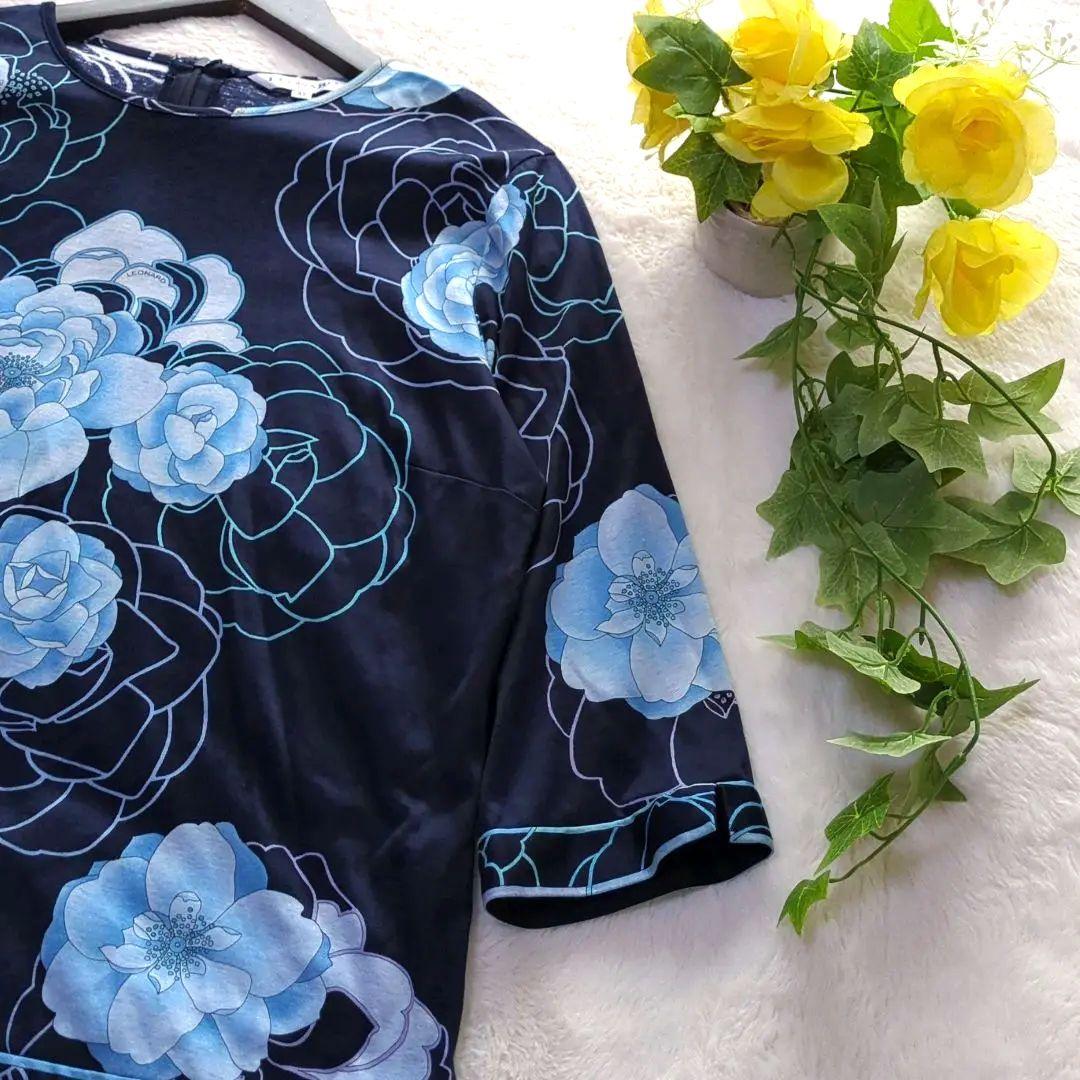 美品✨光沢感 レオナール カットソー トップス トリム 花 バラ