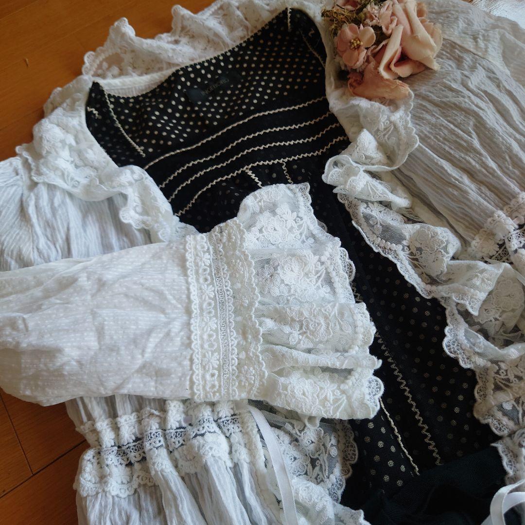 インゲボルグ✨豪華✨紗袷＆総刺繍ワンピース✨９✨黒✨美品