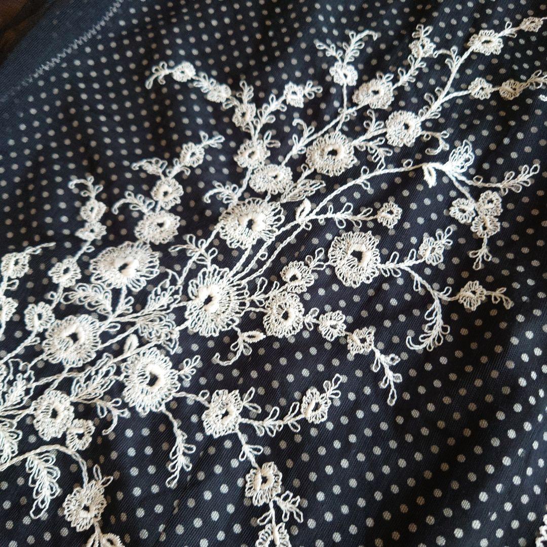インゲボルグ✨豪華✨紗袷＆総刺繍ワンピース✨９✨黒✨美品
