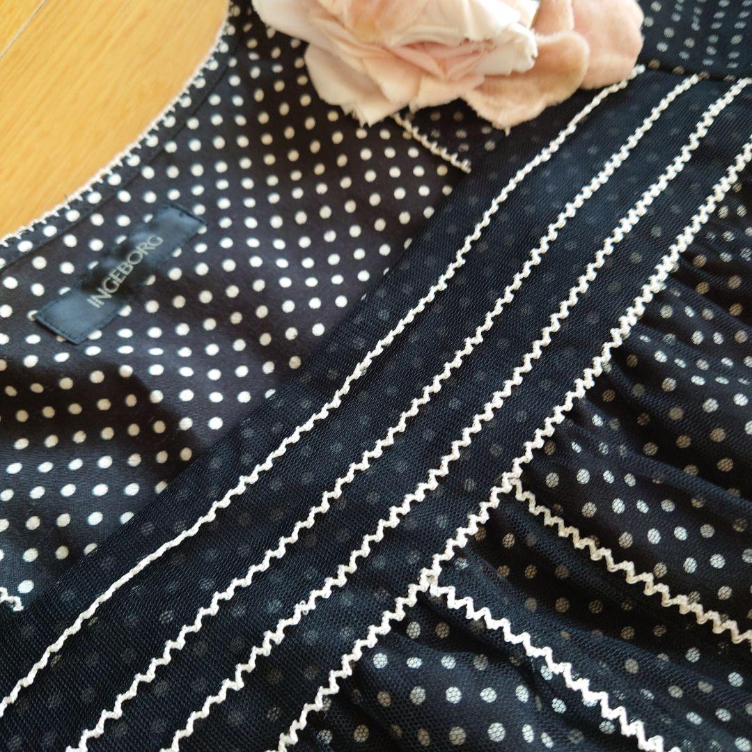 インゲボルグ✨豪華✨紗袷＆総刺繍ワンピース✨９✨黒✨美品
