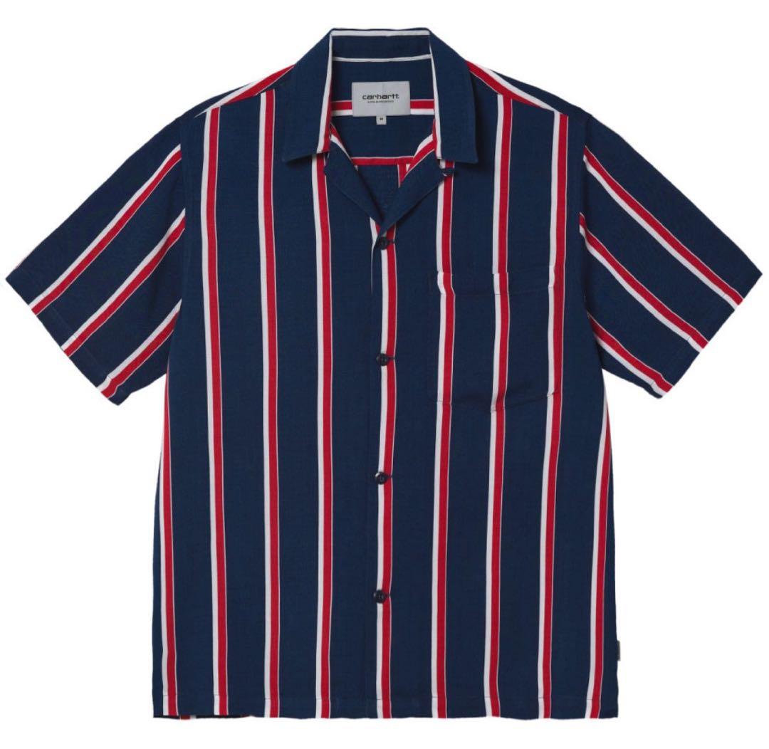 Carhartt カーハート 半袖 ストライプ オープン シャツ MサイズM Carhartt