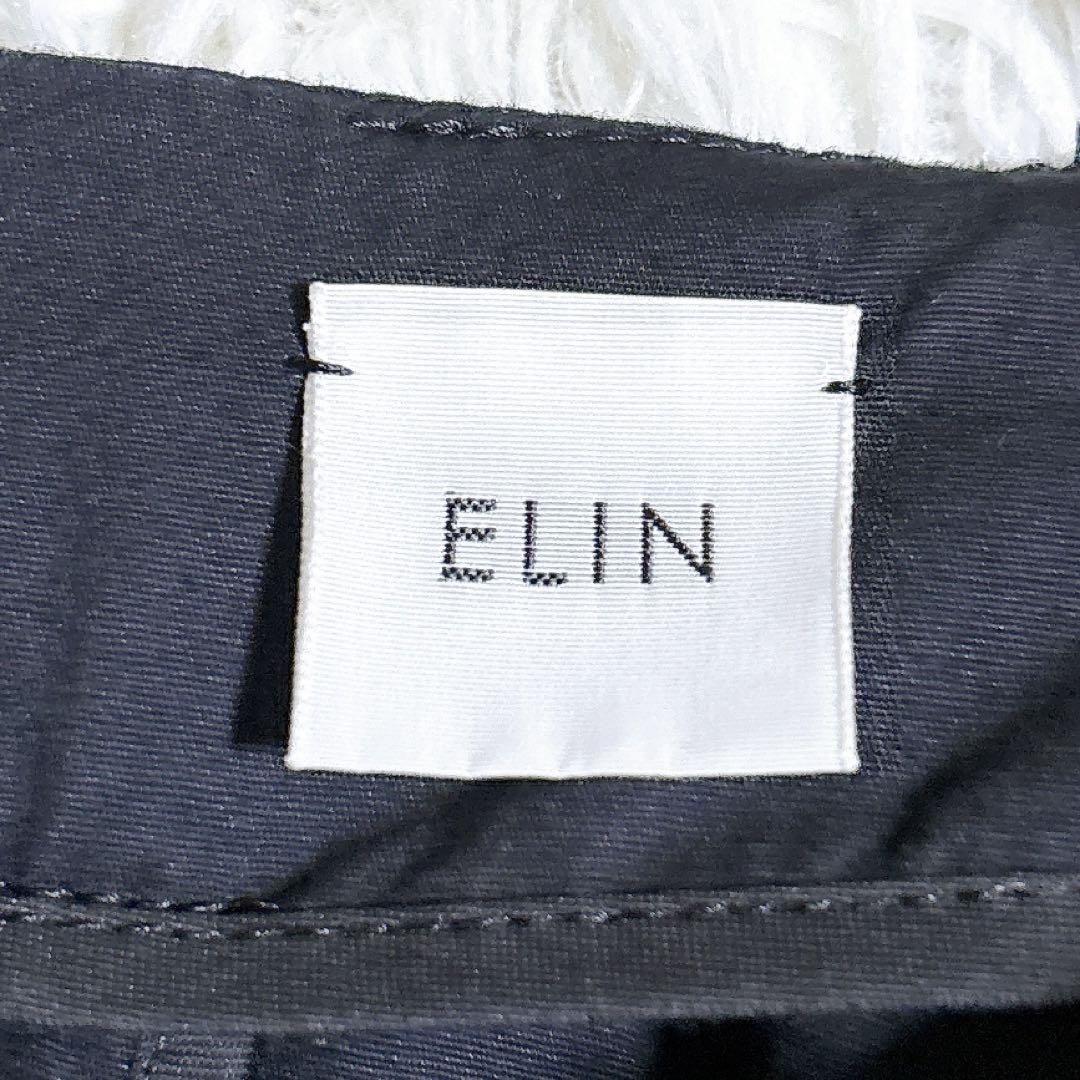 ELIN エリン　半袖ブラウス　カットワーク　リボン　黒　コットン　Ｆ　かわいい